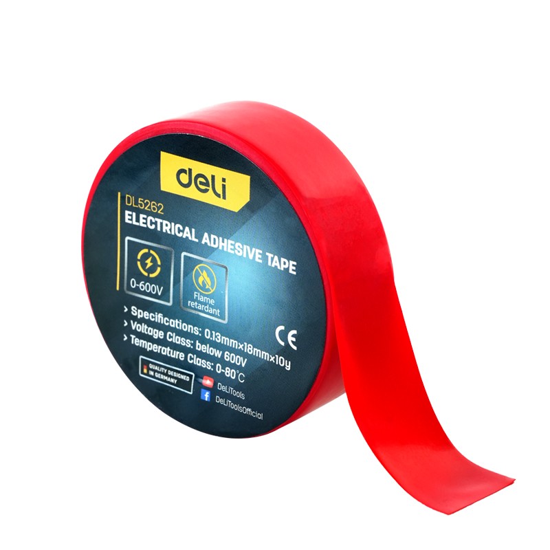 DELI PVC izolir traka EDL5262, 18mm x 10m, Crvena