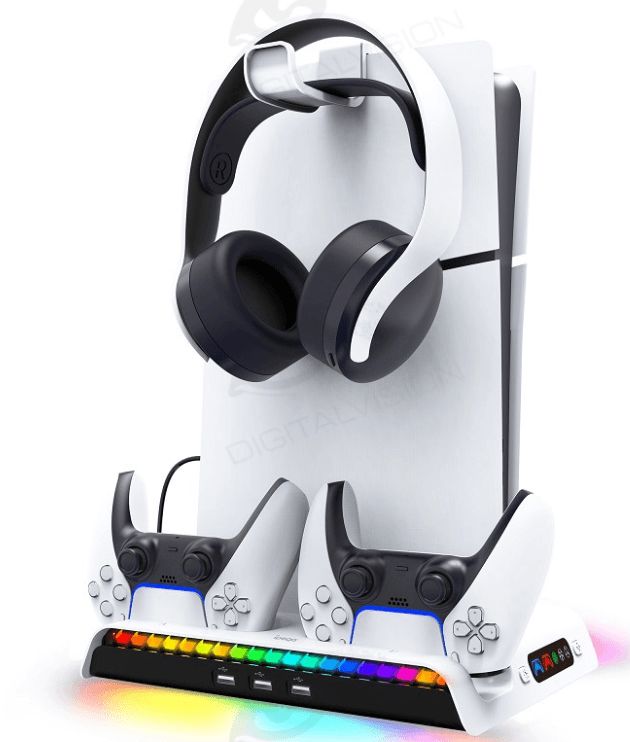 IPEGA Stalak PG-P5S006 multifunkcionalni RGB za PS5 Slim, Beli