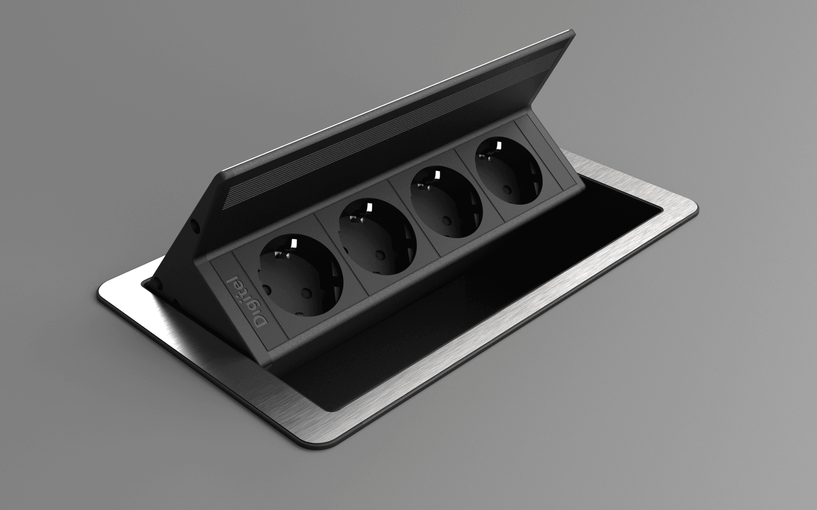 DIGITEL Ugradna rotirajuća utičnica Flipup Push 4 srebrno-crna