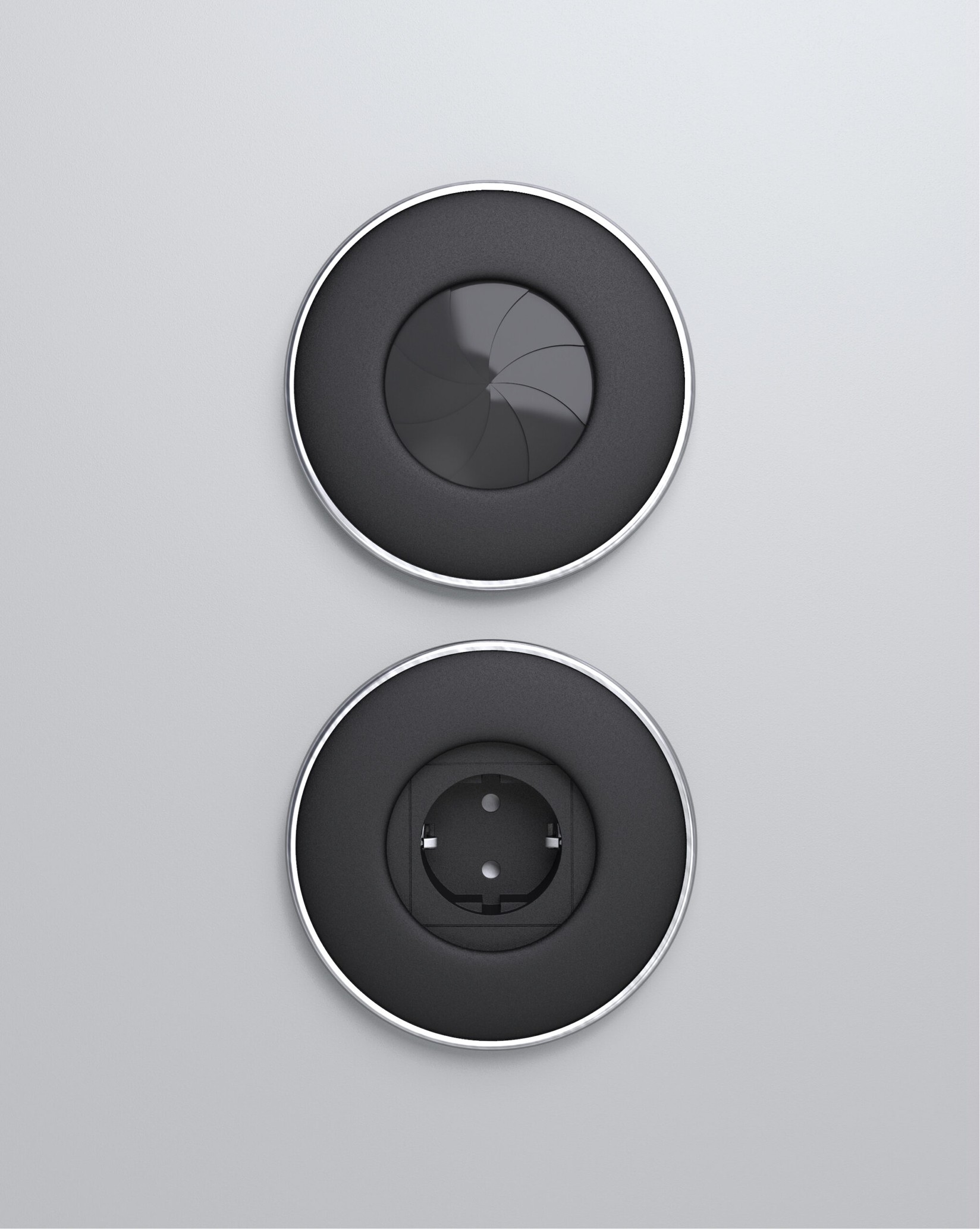 DIGITEL Okrugla utičnica sa poklopcem Iris 1 crna