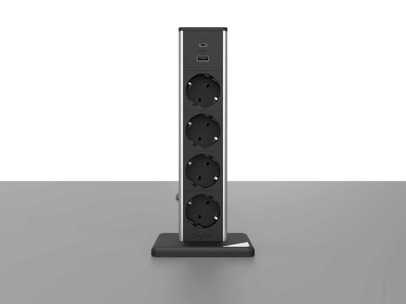 DIGITEL Uspravna utičnica bez bušenja StandUp 5 sa 3m kabla srebrno-crna