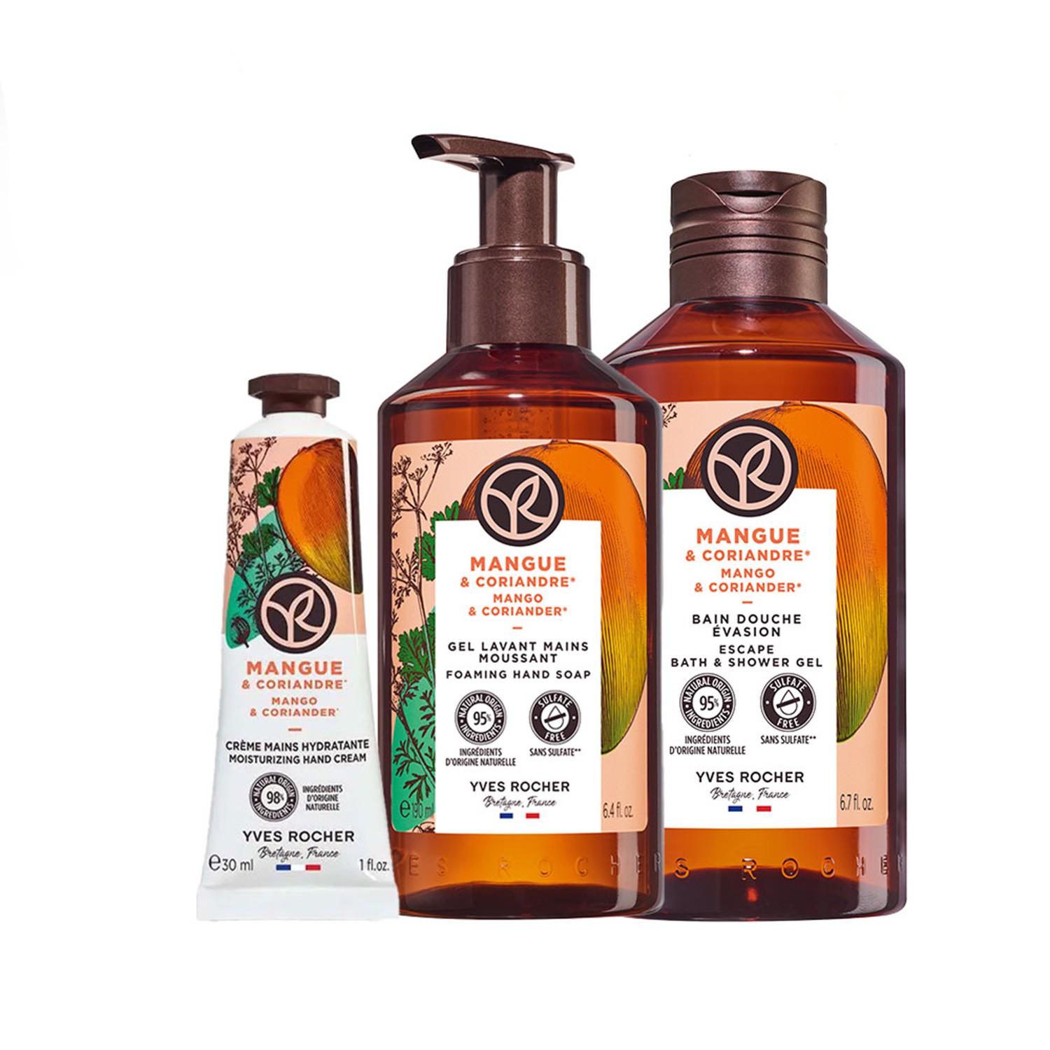 Yves Rocher Ženski set Mango i korijander, 620 ml