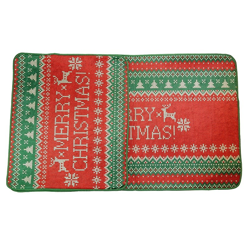 ENA Novogodišnje Prostirke za kupatilo, Crveno-zeleni