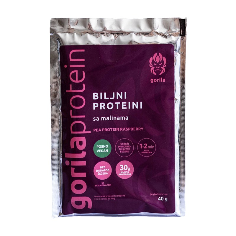 GORILA PROTEIN Biljni proteini sa malinom 40g