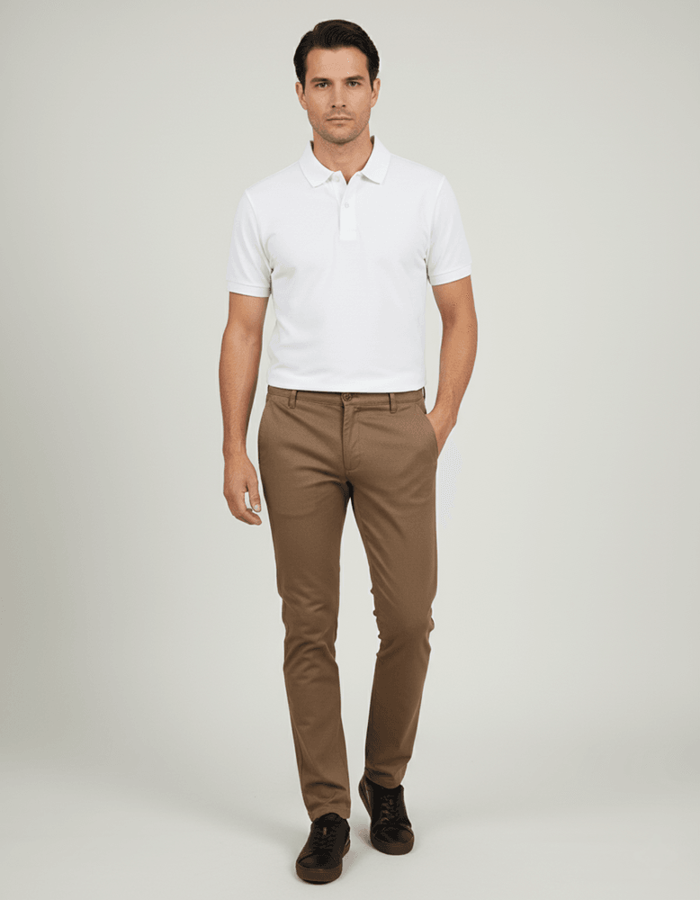Elit Muške pantalone od kepera Premium Slim Fit, Smeđe