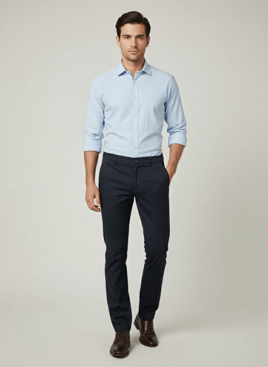 Elit Elegantne muške pantalone sa teksturom, Teget