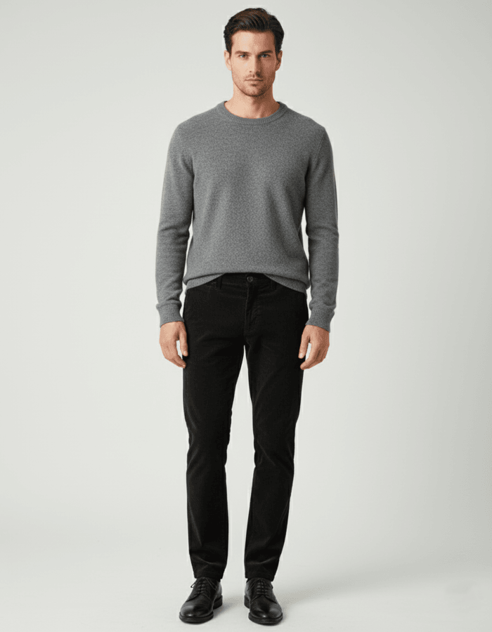 Elit Muške elegantne pantalone od somota, Crne