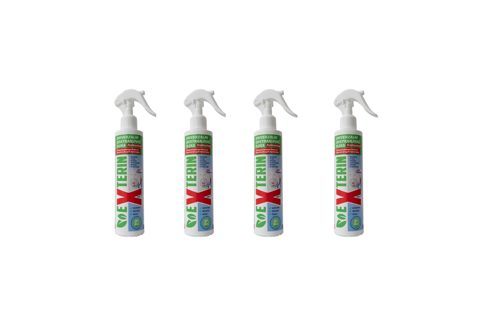 EXTERIN Biorazgradivo sredstvo za efikasno uklanjanje fleka bez alkohola 200ml, 4 komada