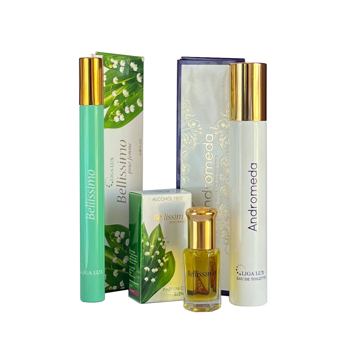 Ženski set parfema Bellissimo, EDT, 17 ml + Andromeda, EDT, 30 ml + Parfemsko ulje Bellissimo, 6 ml