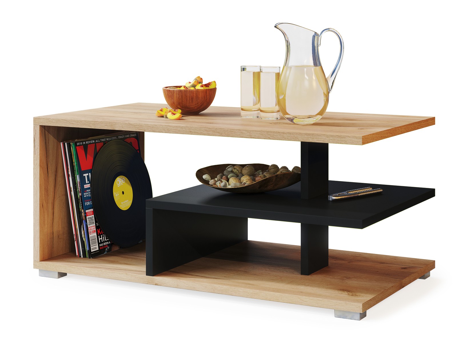 Mazzoni Klub sto Link, 90x40x50cm, Hrast - crni