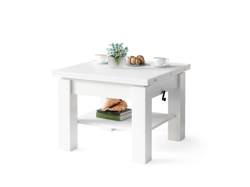 Mazzoni Multifunkcionalni sto na razvlačenje Cleo, 75-150x57-69x75cm, Beli