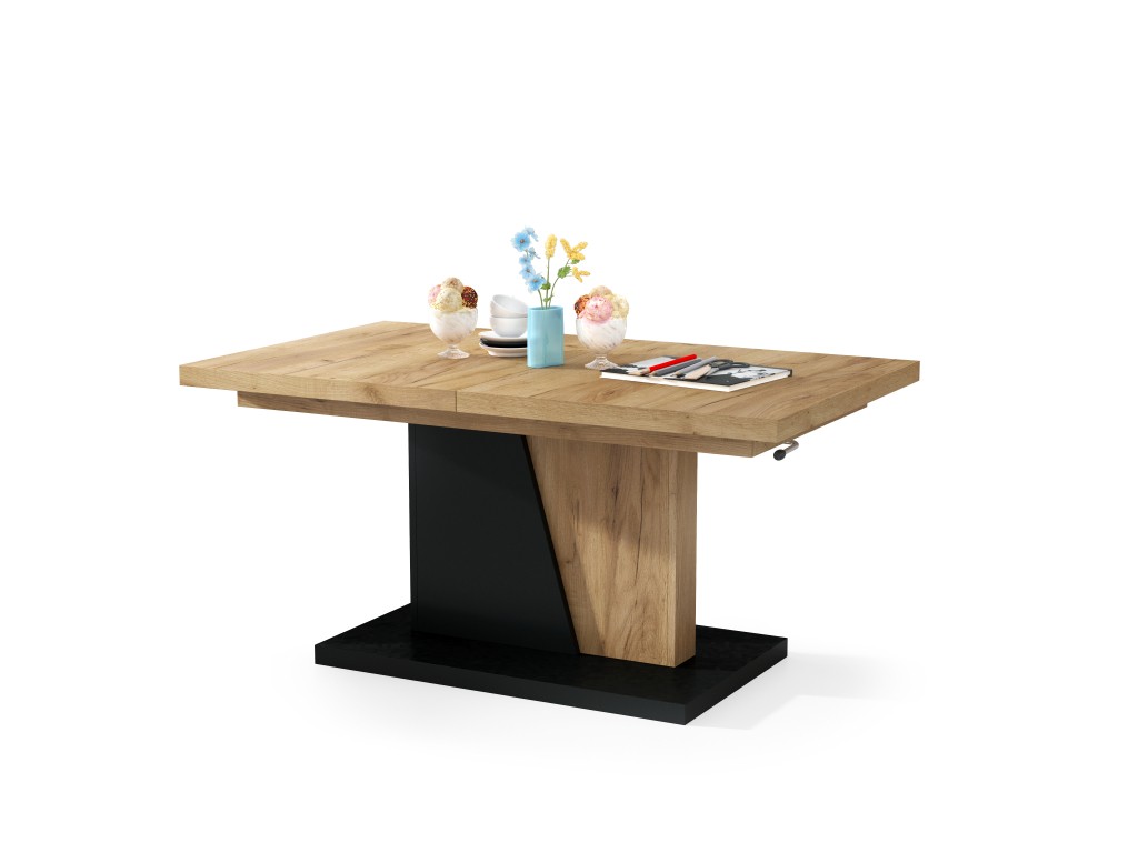 Mazzoni Multifunkcionalni sto na razvlačenje Grand Noir Craft, 120-180x60-76x70cm, Hrast - crni