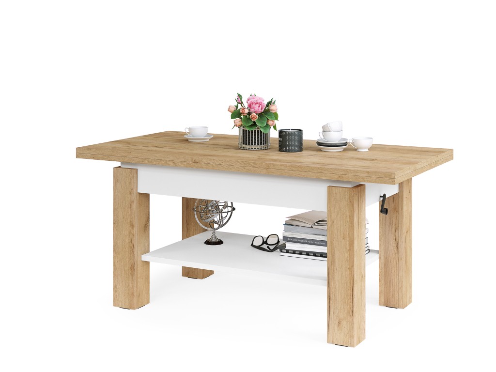 Mazzoni Multifunkcionalni sto na razvlačenje Bravo Craft, 130x59.5-71.5x65-130cm, Hrast - beli