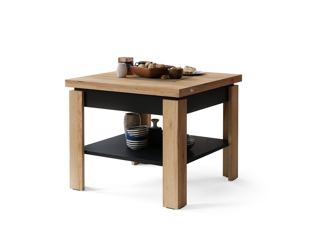 Mazzoni Klub sto na razvlačenje Leo, 65-130x55x65cm, Hrast - crni