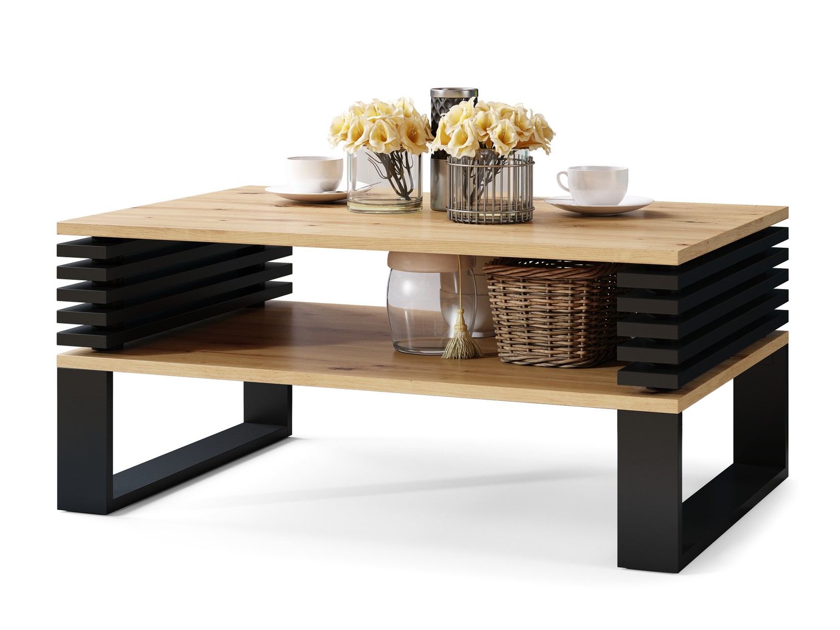 Mazzoni Klub sto Gokee, 90x42x60cm, Hrast - crni