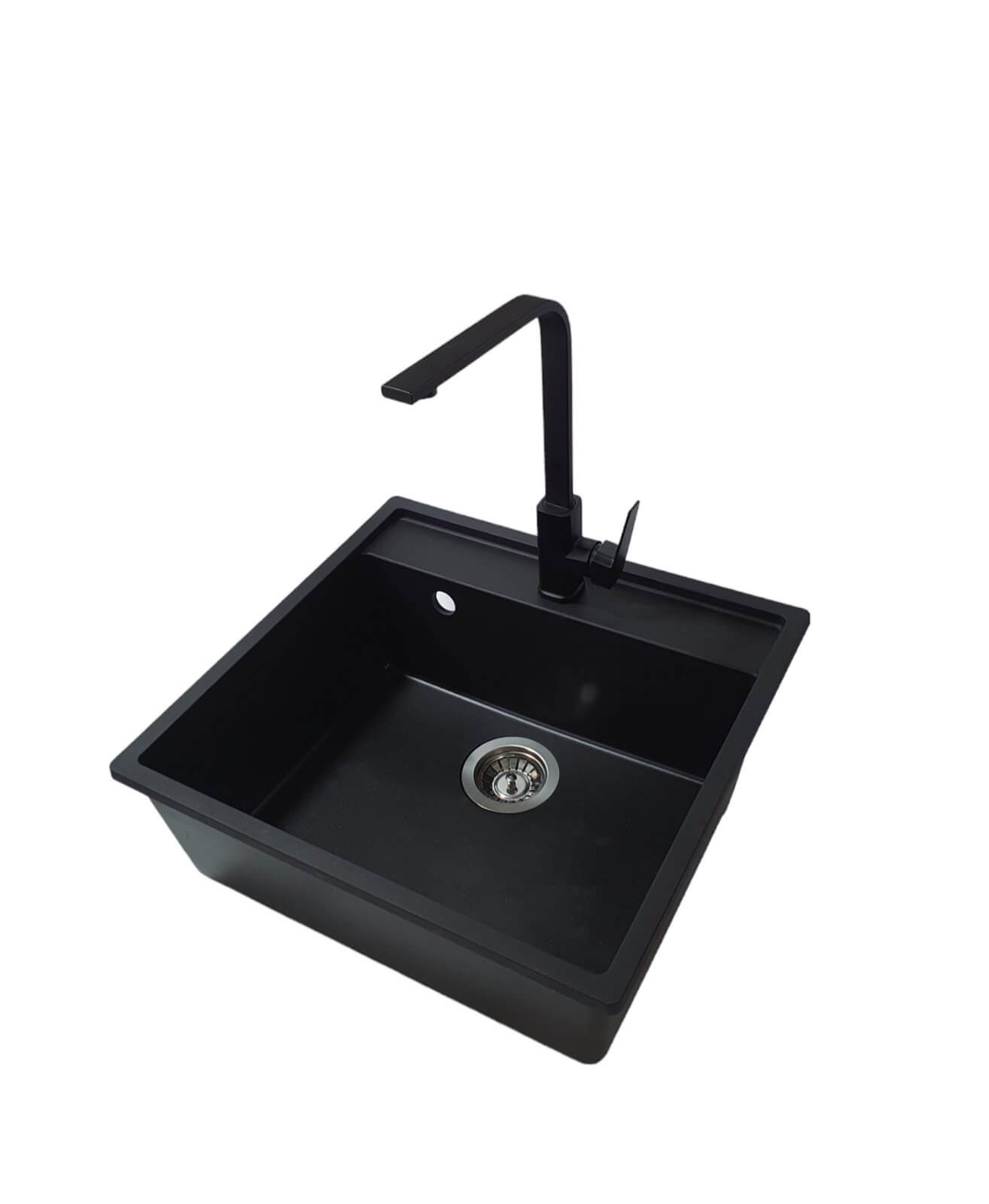 Sudopera sa slavinom Selena, Granit, Elegance, Crna