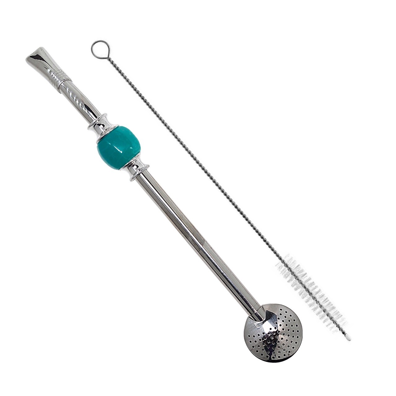 Bombilla set + brush za Yerba Mate, Tirkizna