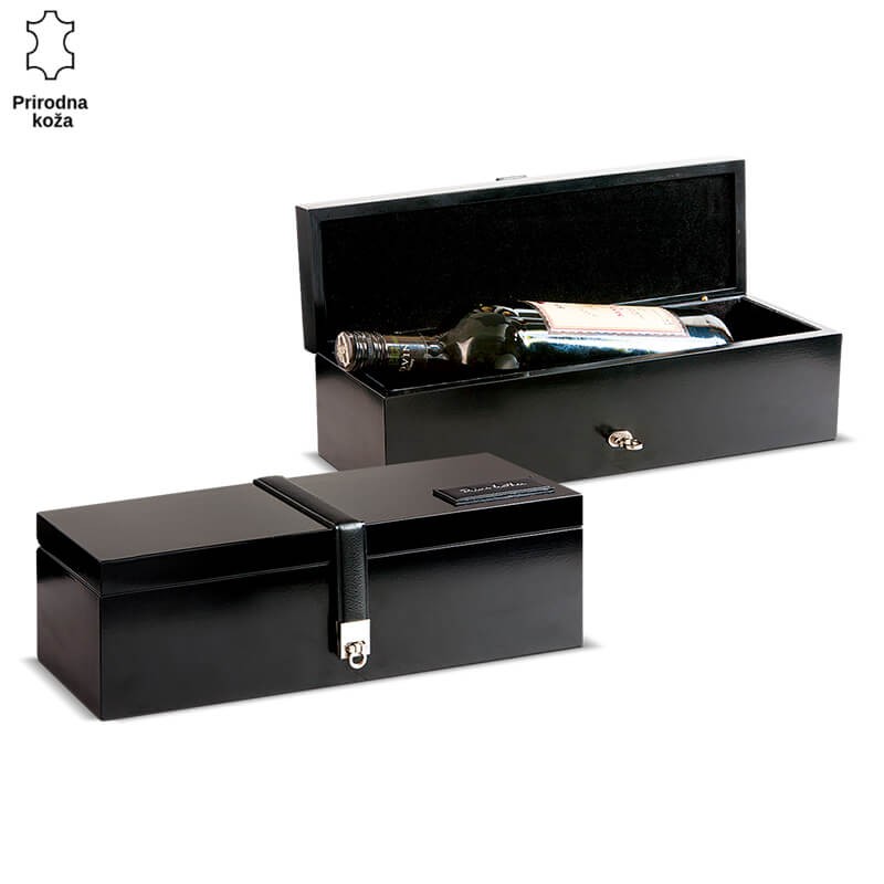 Princ Leather Kutija za flaše Elegant, Crna