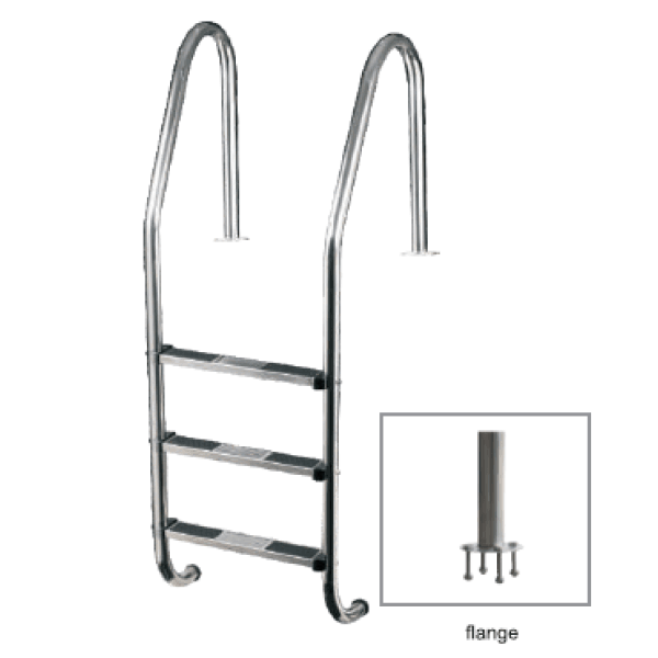 FF Merdevine za bazen AISI 304 gum step Flanša,4 stepenika, Sive