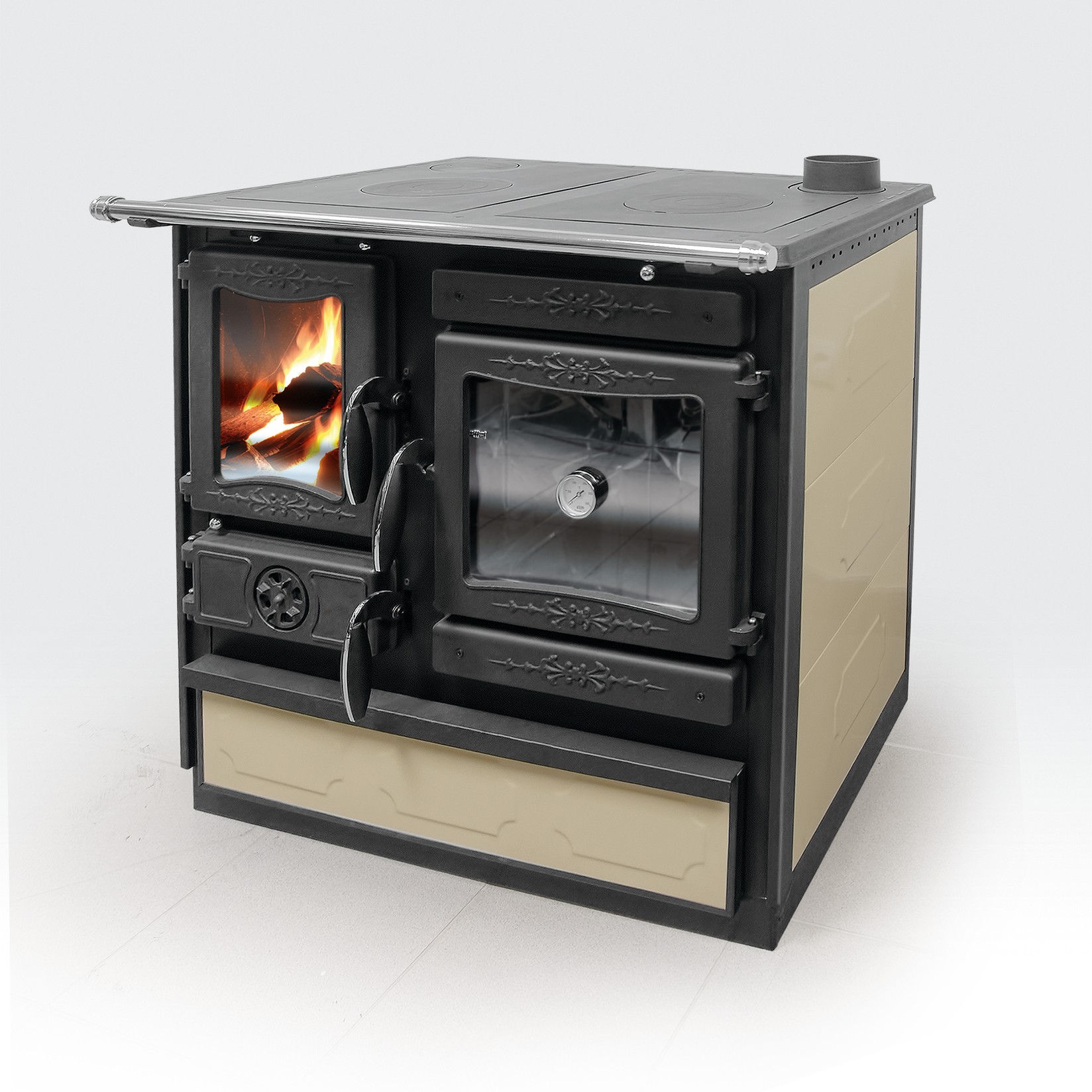 IKL GUČA Guliver Šporet na čvrsto gorivo, Desni izvod, 10.5 kW, Bež