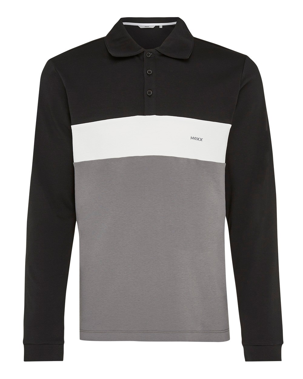 Mexx Muška polo majica dugih rukava, Crno-siva