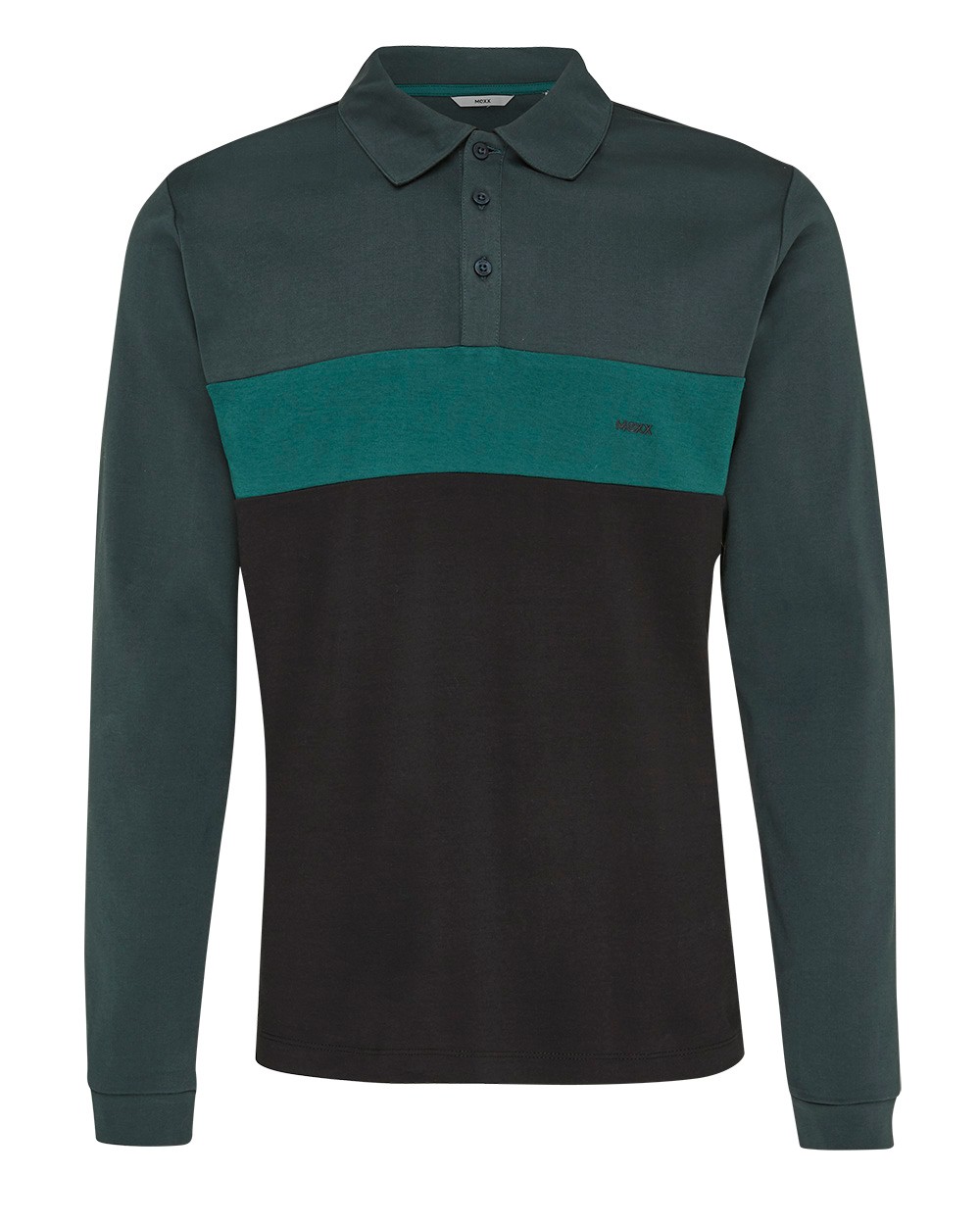 Mexx Muška polo majica dugih rukava, Crno-zelena