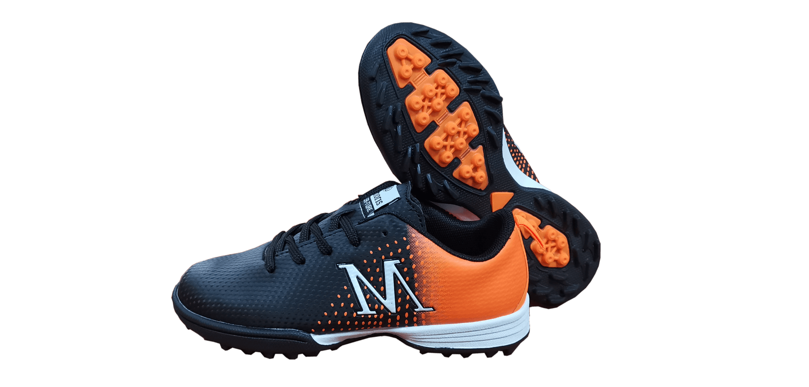 Memoris Dečije patike za fudbal Dribbler turf sa kramponima, Crno-narandžaste