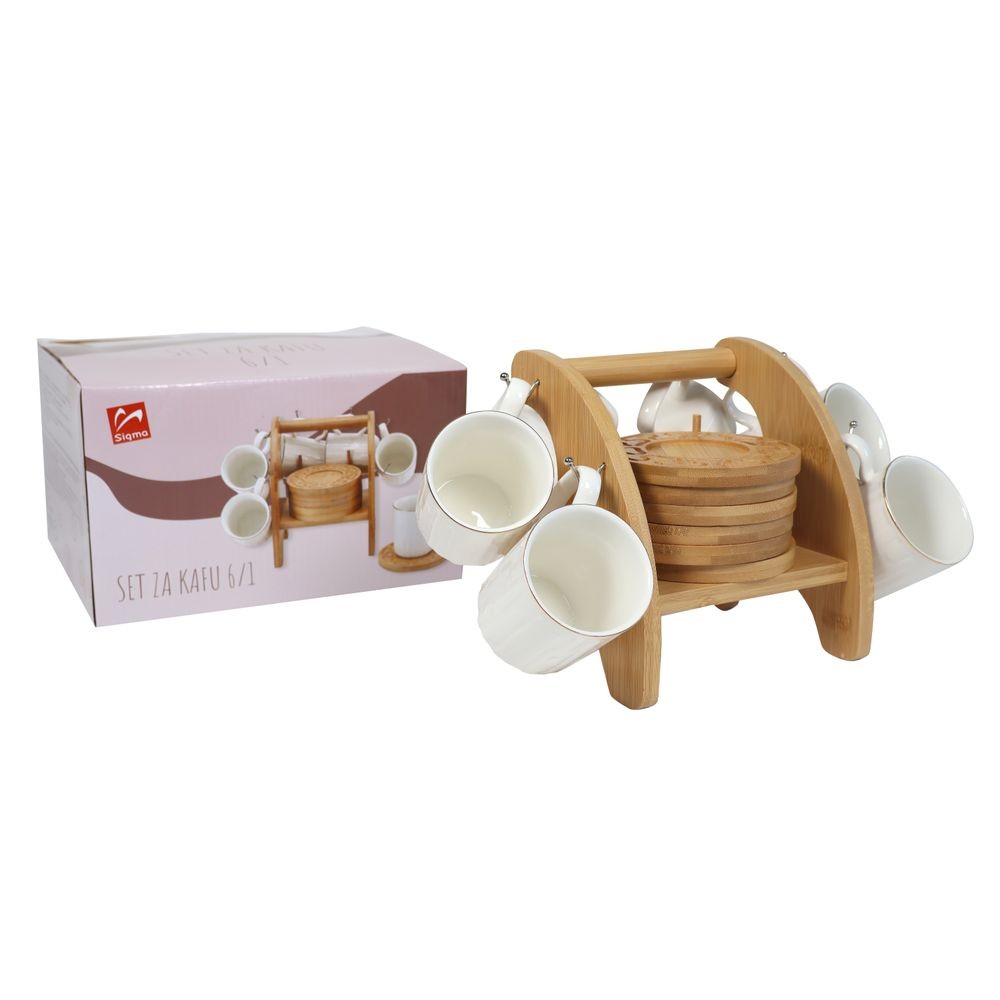 Sigma Set šoljica za kafu na stalku PJ3831, 180ml, 6 komada, Beli