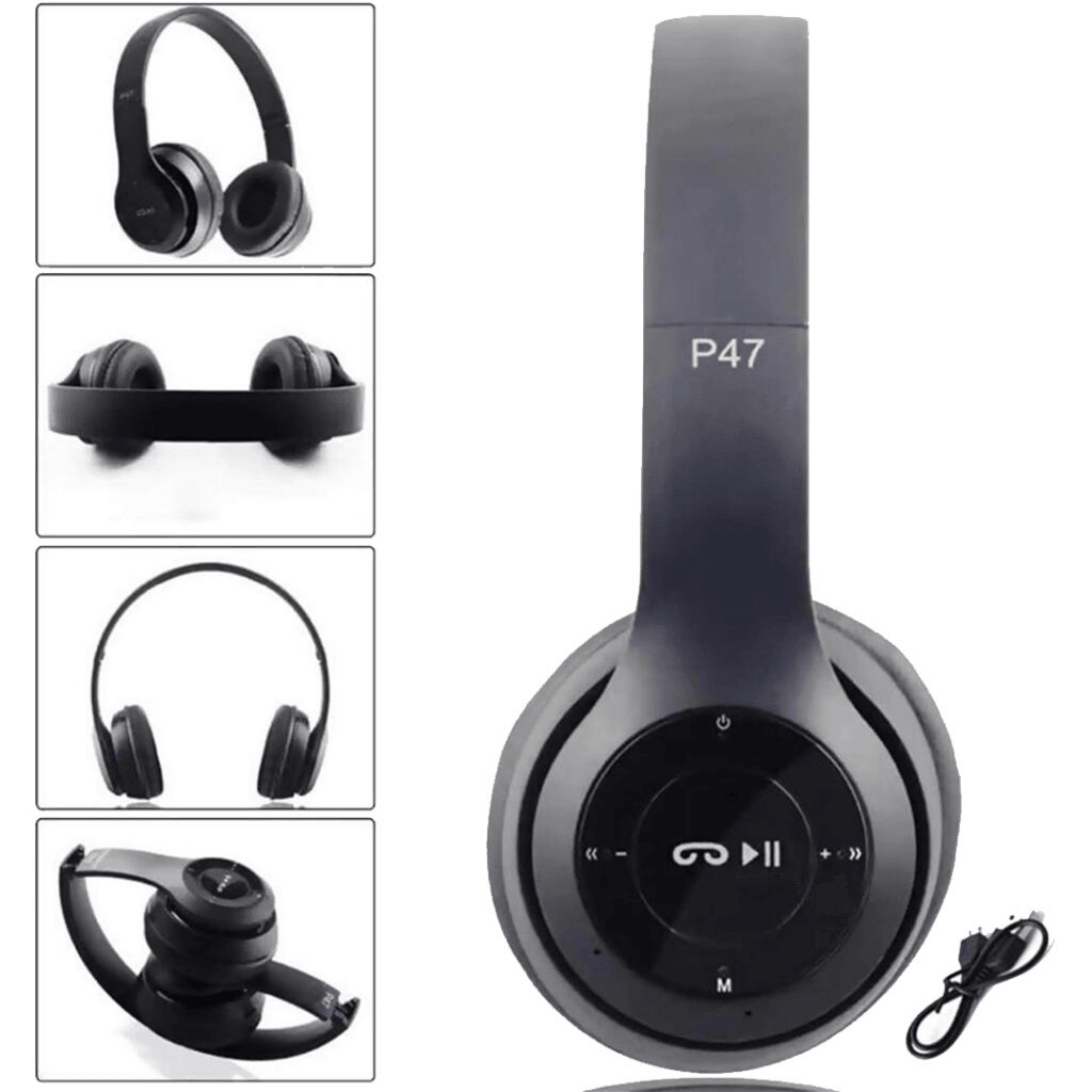 Bežične bluetooth slušalice P47, Crne