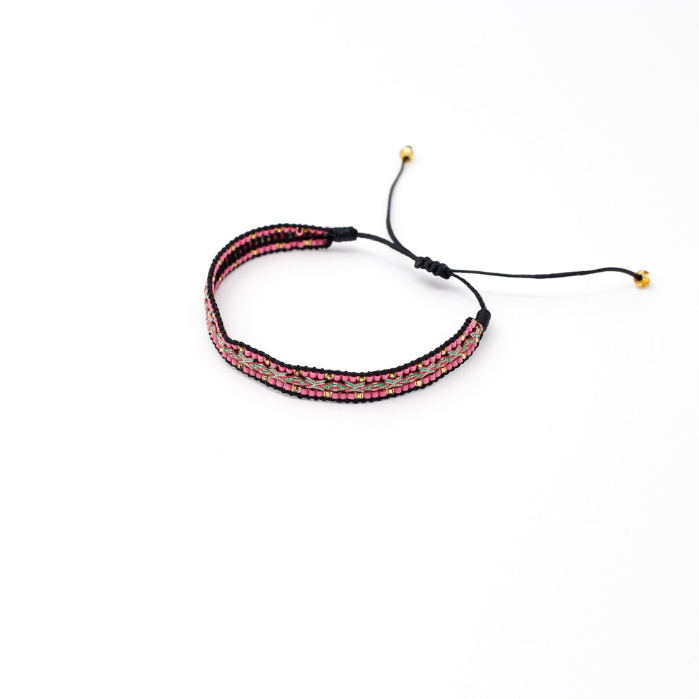 Miss Perfect Ženska pletena narukvica, Crno-crvena