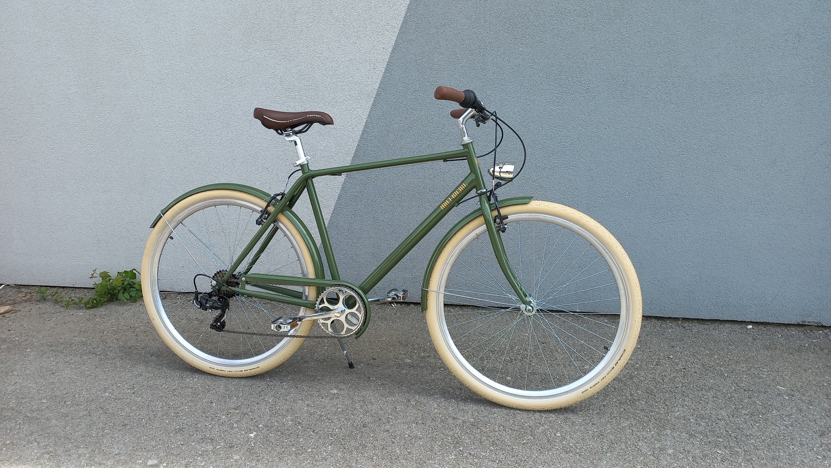 Moj bicikl Muški gradski bicikl Baron, Shimano 7 brzina, Maslinasti