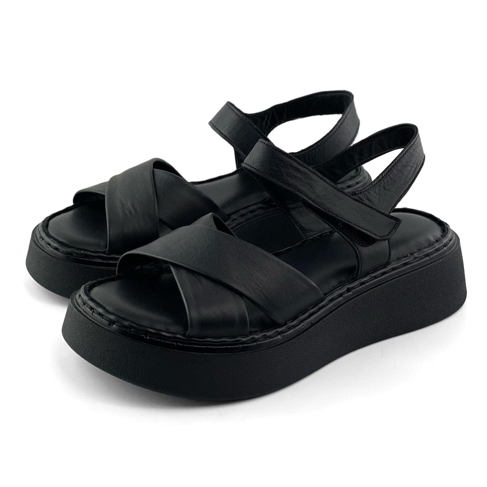 Mona Shoes Ženske sandale, Soft uložak, Kožne, Crne