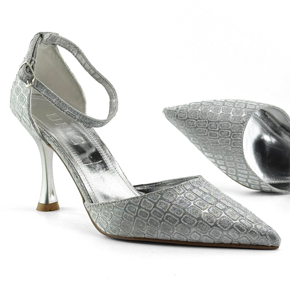 Mona shoes Ženske sandale na štiklu, Srebrne