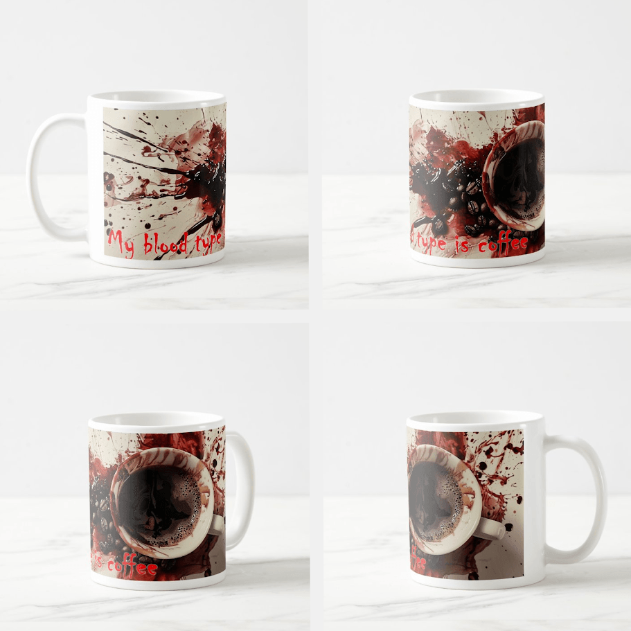 Šolja My blood type is coffee, 330 ml, Bela