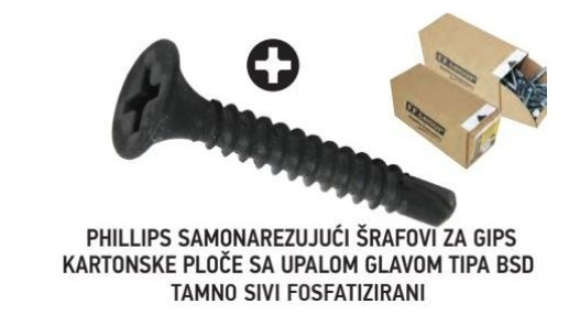 FF Set šrafova za gipsano-kartonske ploče Philips 3,5X25 1000/1
