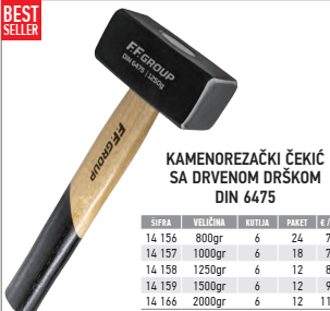 FF Malj sa drvenom drškom 1250g