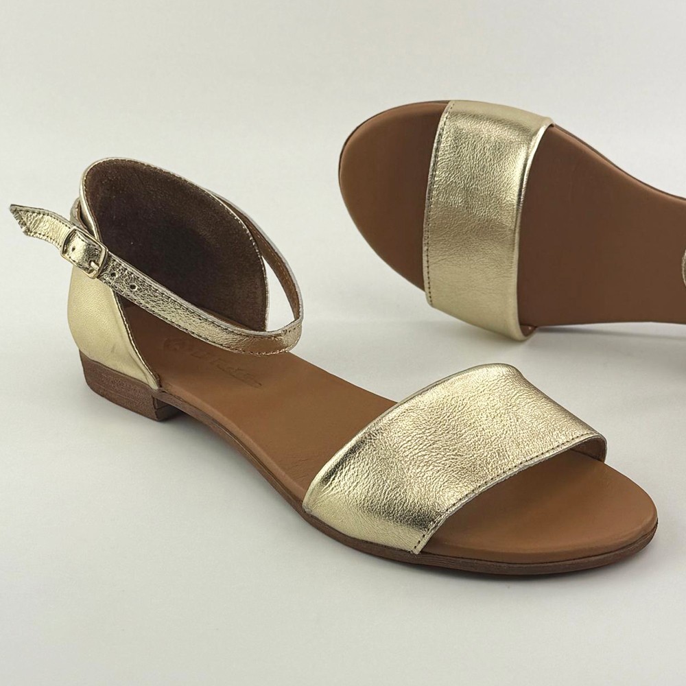 LP Fashion Ženske kožne sandale, Zlatne