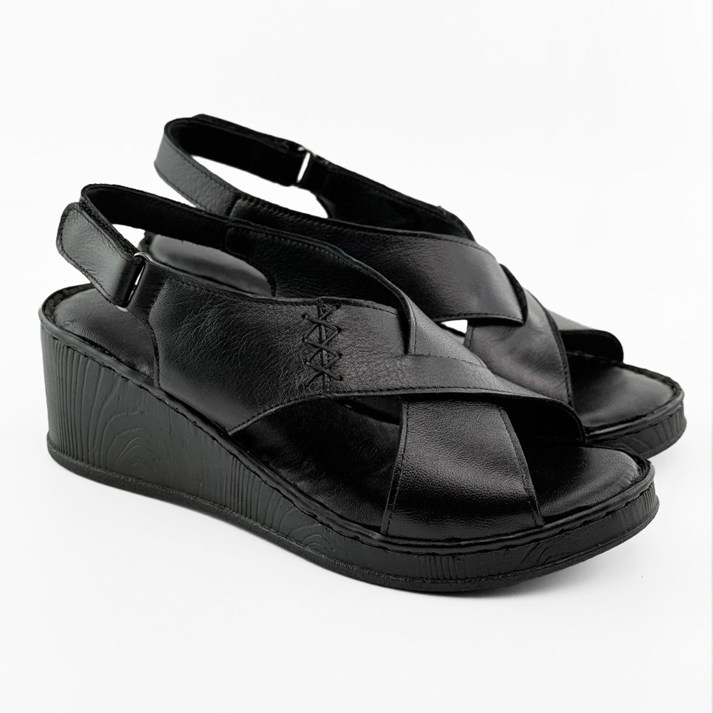 LP Fashion Ženske kožne sandale, Crne