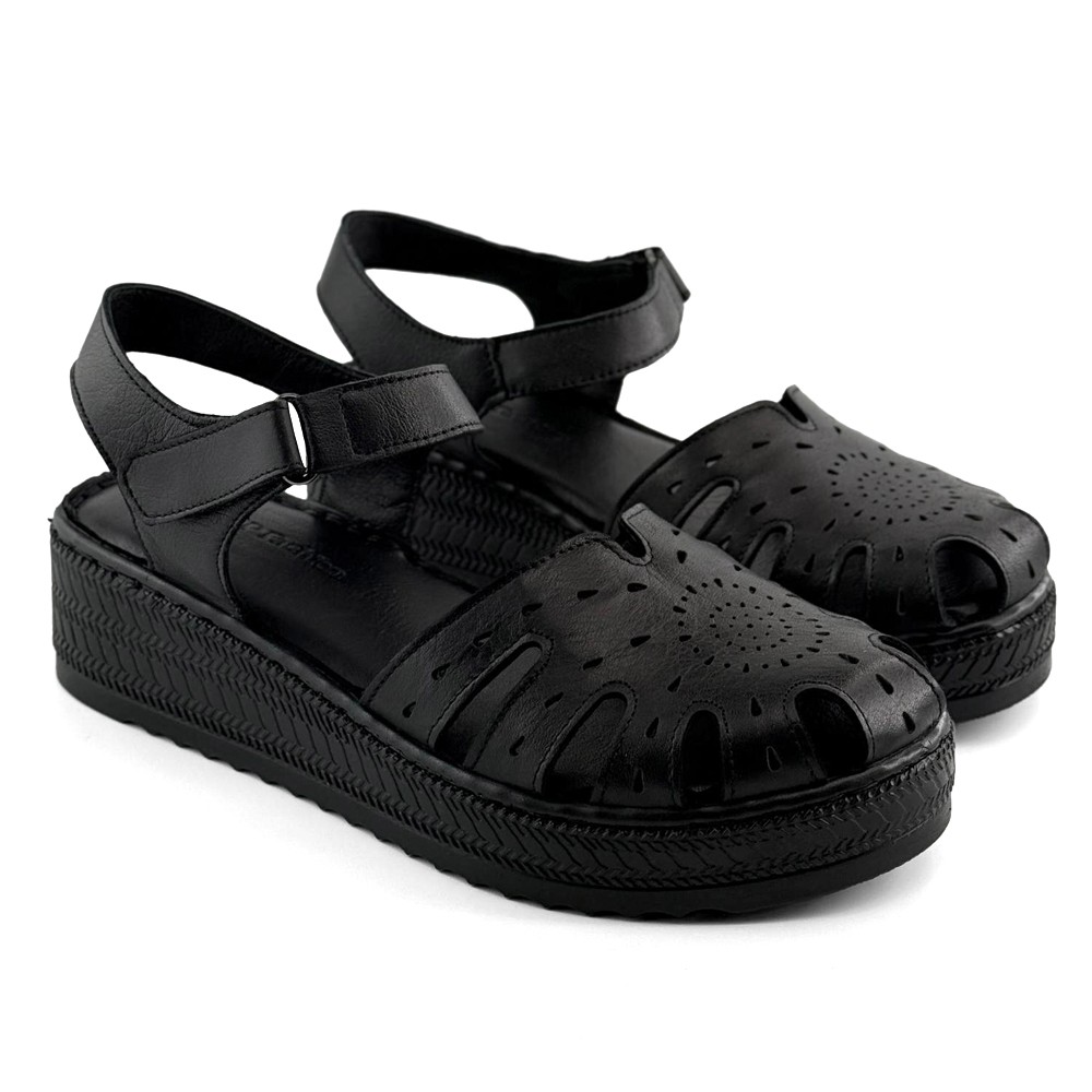 LP Fashion Ženske kožne sandale, Crne