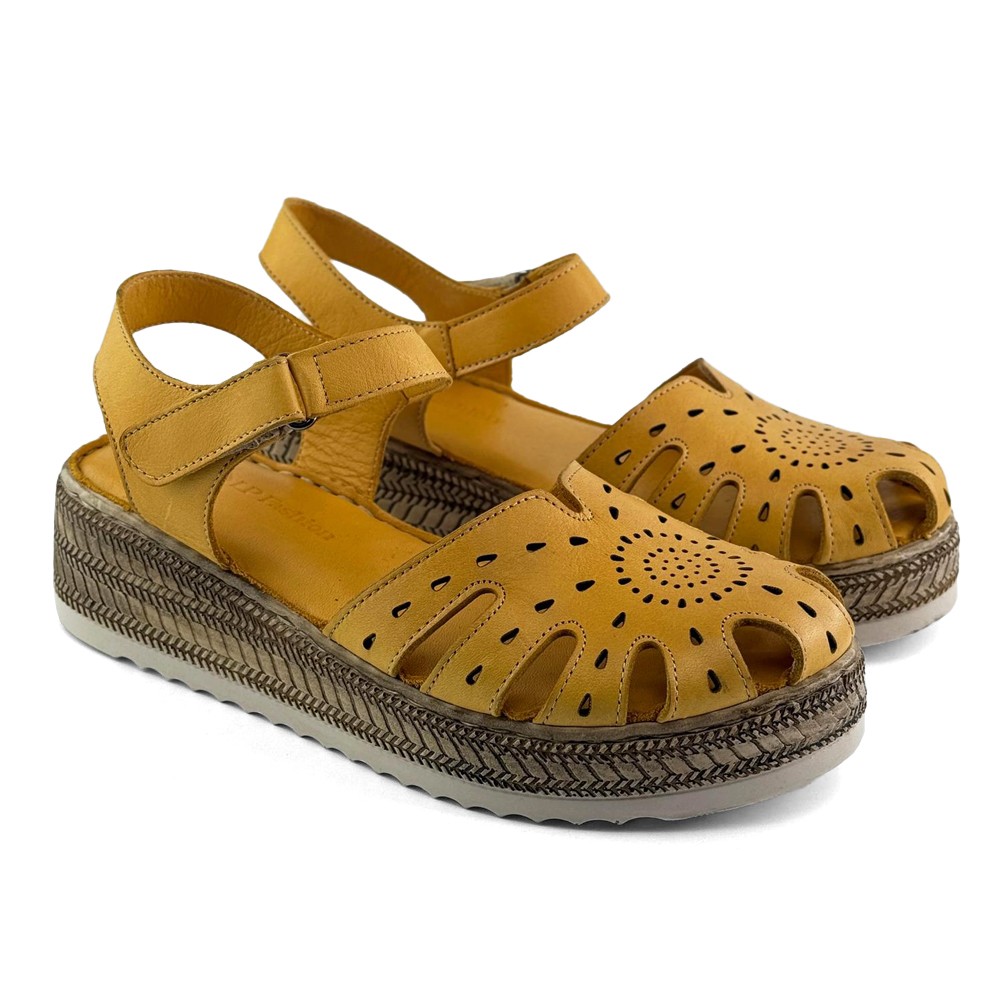 LP Fashion Ženske kožne sandale, Oker