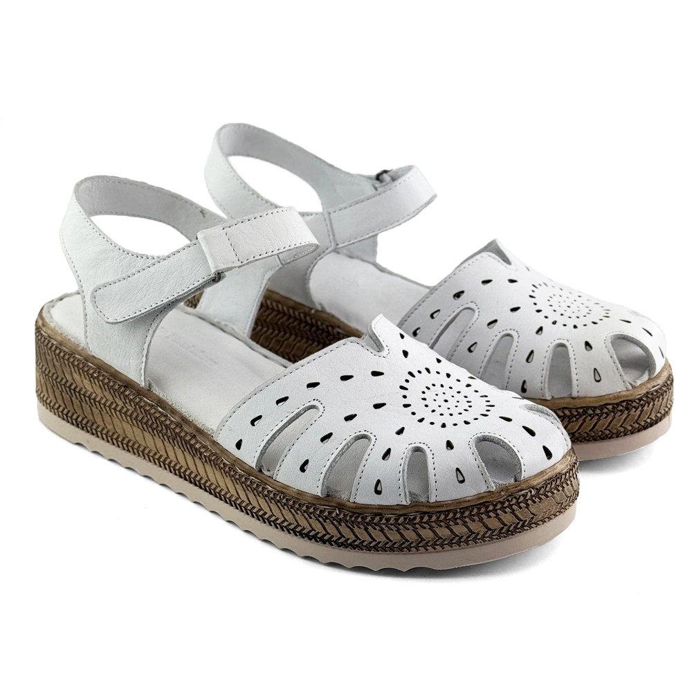 LP Fashion Ženske kožne sandale, Bele