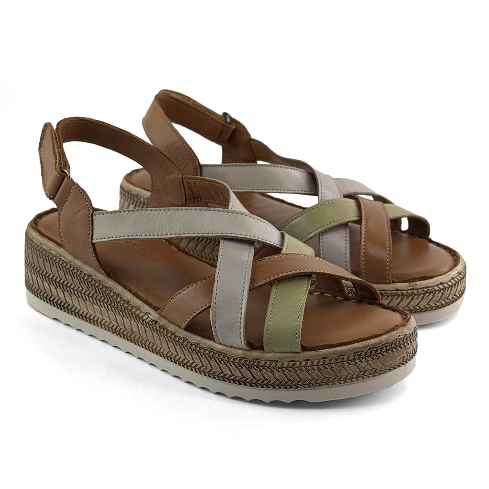 LP Fashion Ženske kožne sandale, Smeđe