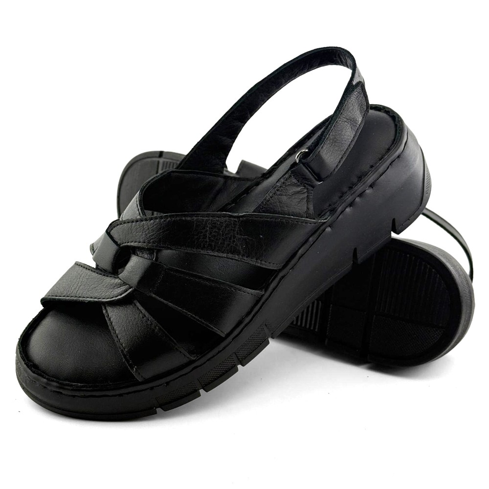 LP Fashion Ženske kožne sandale, Crne