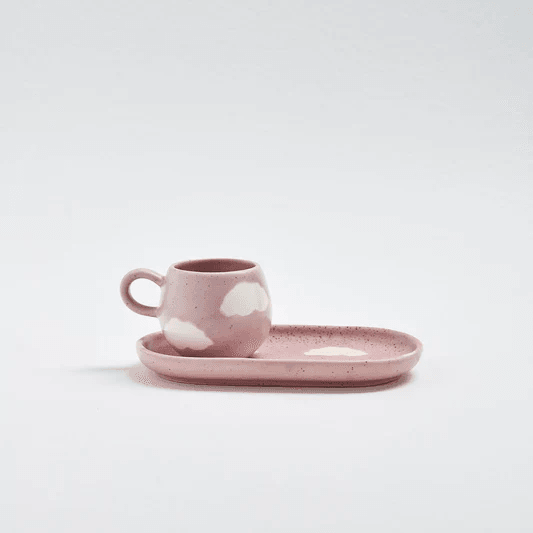 EGG BACK HOME Šolja za kafu sa tacnom Cloud 90ml roze