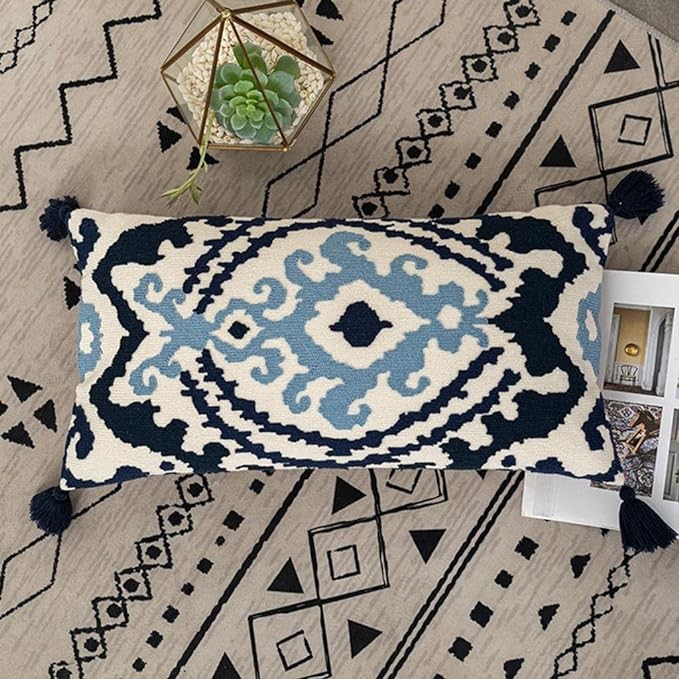 Amor - Decor Dekorativna jastučnica, 30 x 60 cm, Plavo - bela