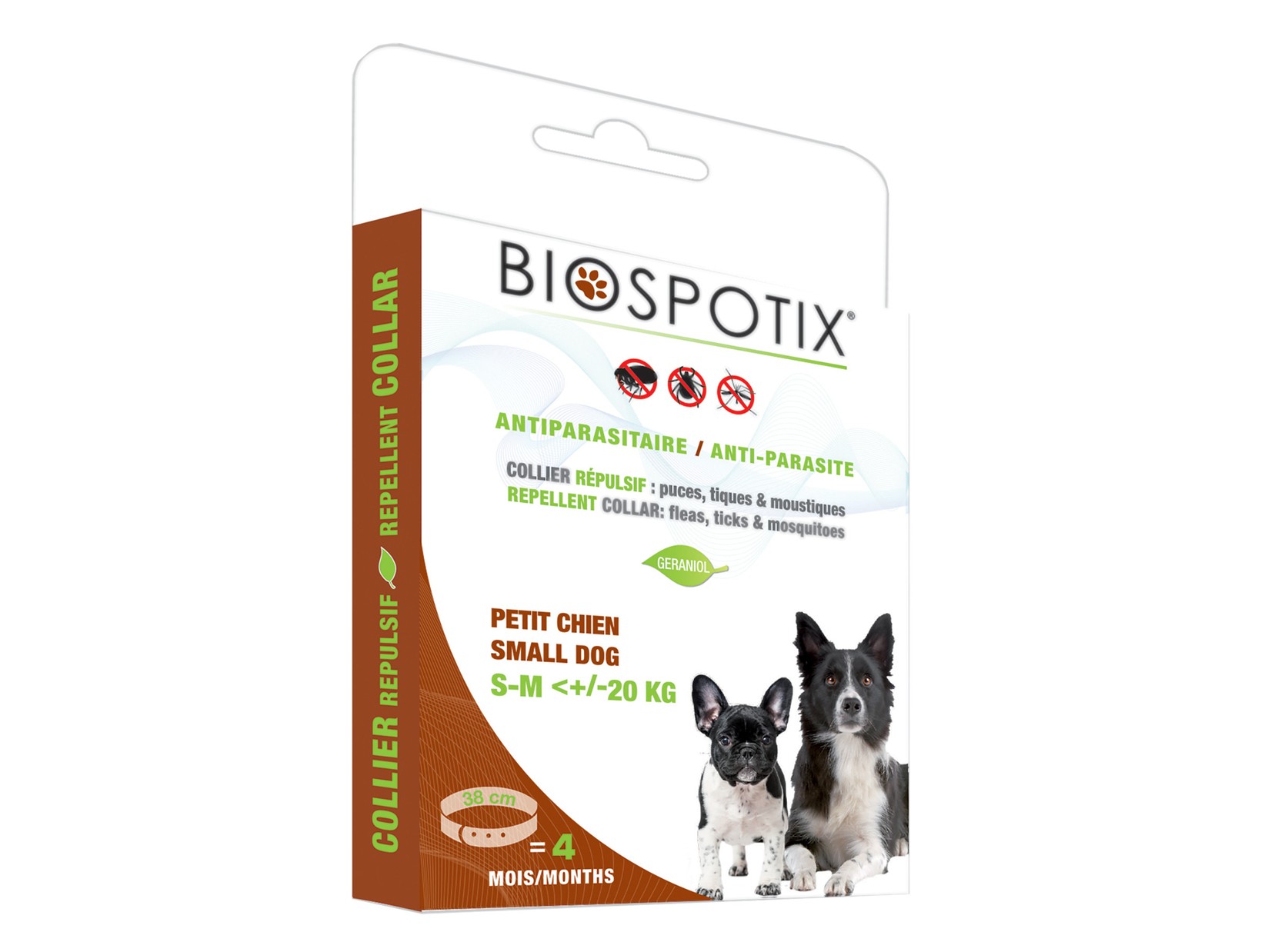 BIOSPOTIX Antiparazitska ogrlica za pse, 38cm