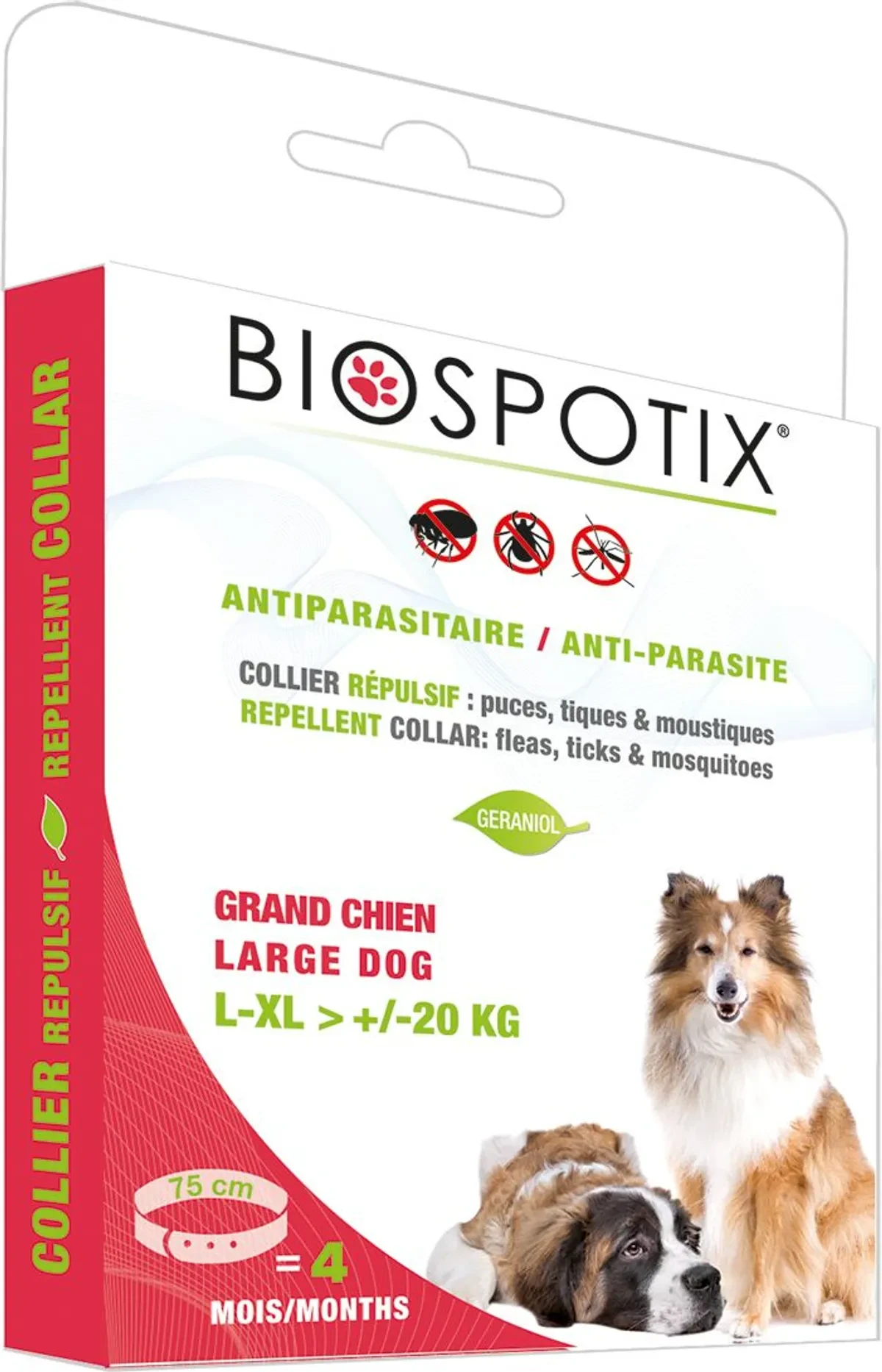 BIOSPOTIX Antiparazitska ogrlica za pse, Preko 20kg, 75cm