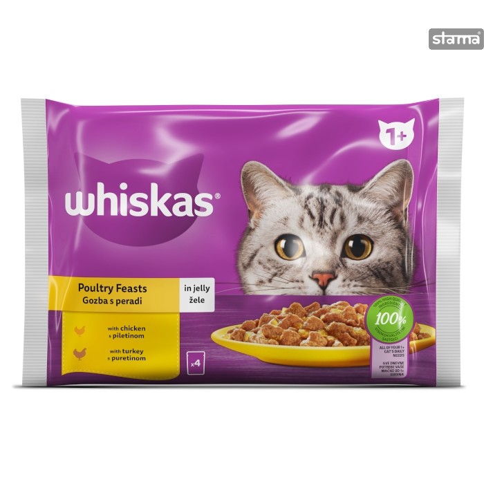WHISKAS Kesice sa ukusom piletine i ćuretine za mačke 4x85g