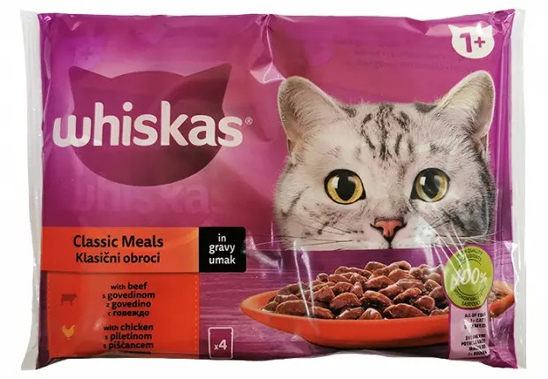 WHISKAS Kesice sa ukusom piletine i govedine za mačke 4x85g