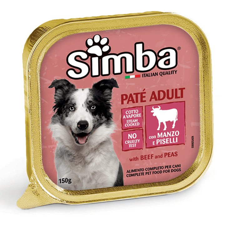 Simba Paté Vlažna hrana za odrasle pse, Govedina i grašak, 0.15kg
